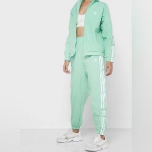 Adidas Originals Track Windbreaker Jacket and Pants Set Womens Mint Green